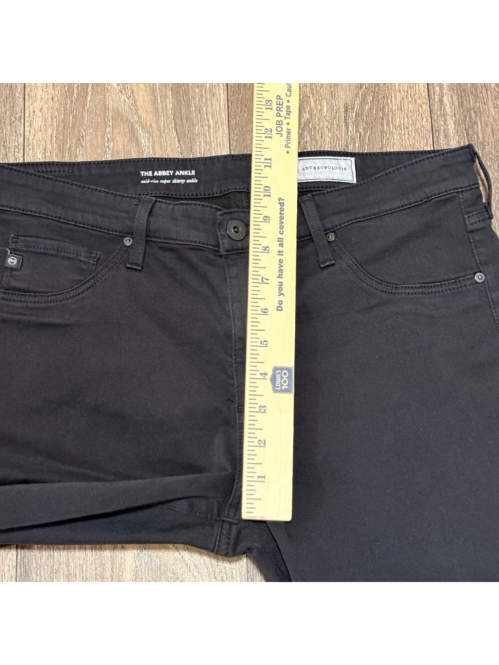 The Abbey Ankle Mid-Rise Super Skinny Black Jeans Anthropologie Size 31R Stretch - Picture 6 of 10